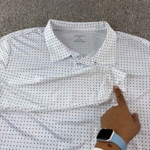 Gradual‎ Mens XXL Perfomance White Black Dot Polo Shirt Golf Casual Athletic